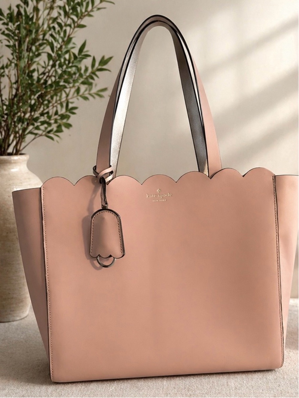kate spade Blush Scallop-Top Leather Tote